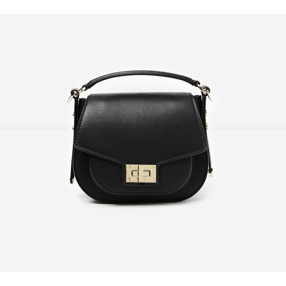 NWT The Kooples Besace Large Hobo Saddlebag Crossbody Black Leather $485